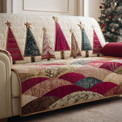 Festive Pine Tree Quilted Sofa Cover GFTONT5281
