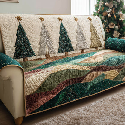 Festive Pine Tree Quilted Sofa Cover GFTONT5282