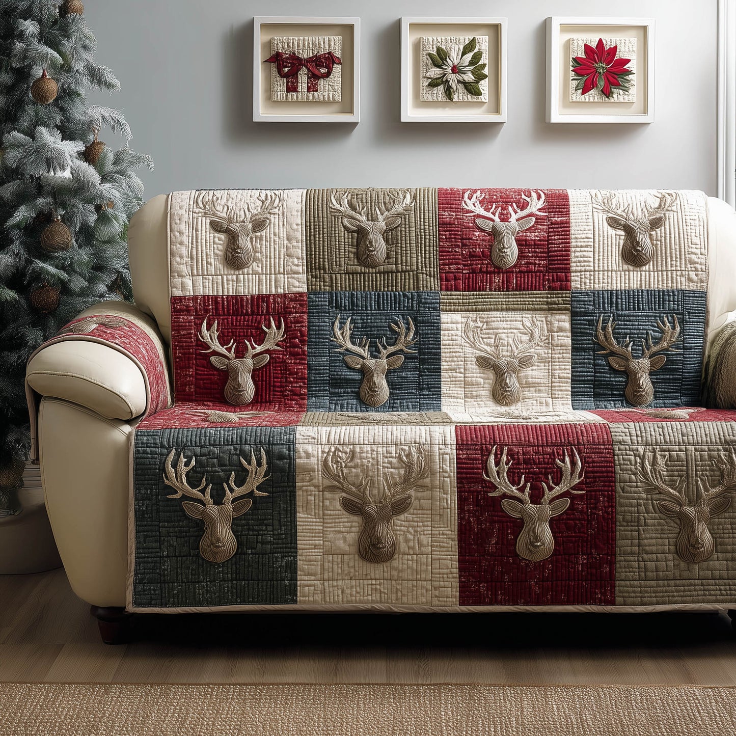 Winter Antler Quilted Sofa Cover GFTONT5283