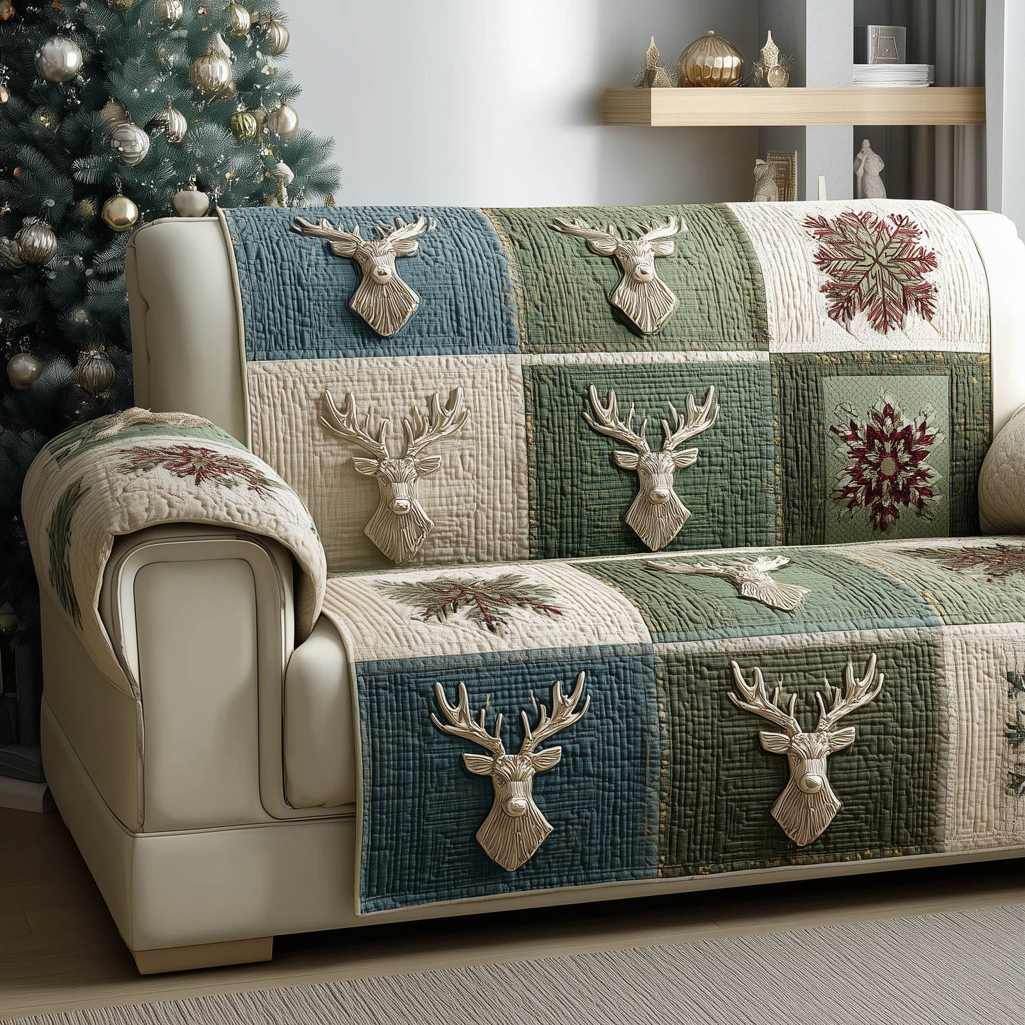Winter Antler Quilted Sofa Cover GFTONT5284