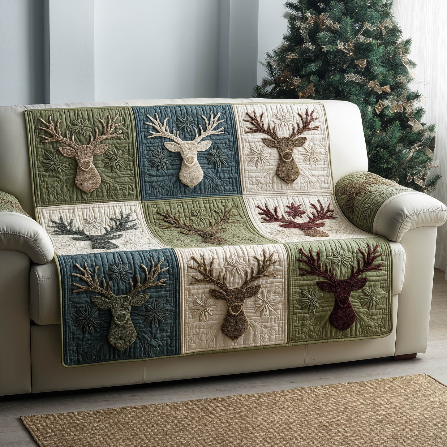 Winter Antler Quilted Sofa Cover GFTONT5285