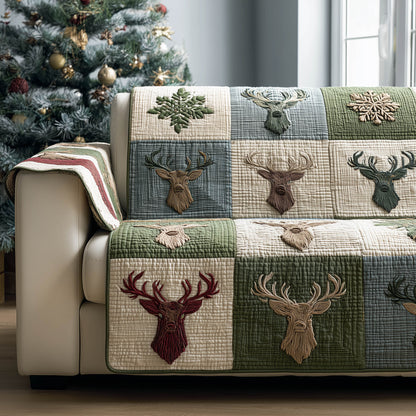 Festive Deer Quilted Sofa Cover GFTONT5286