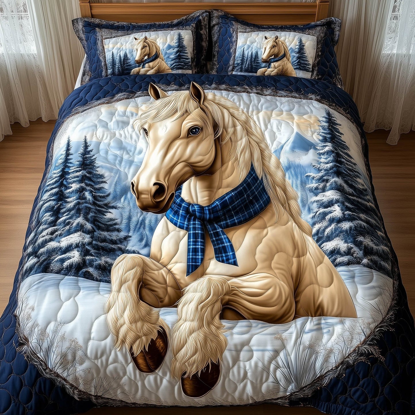 Winter White Steed Duvet Cover Set GFTONT5293