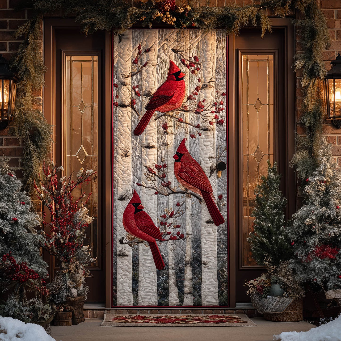 Birch Cardinal Quilted Door Cover GFTONT5309