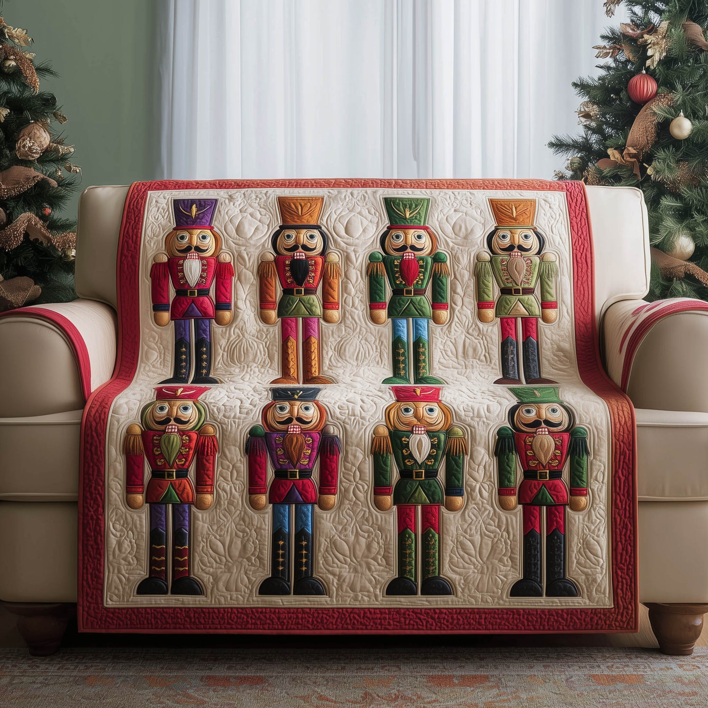 Festive Nutcrackers Quilted Sofa Cover GFTONT5313