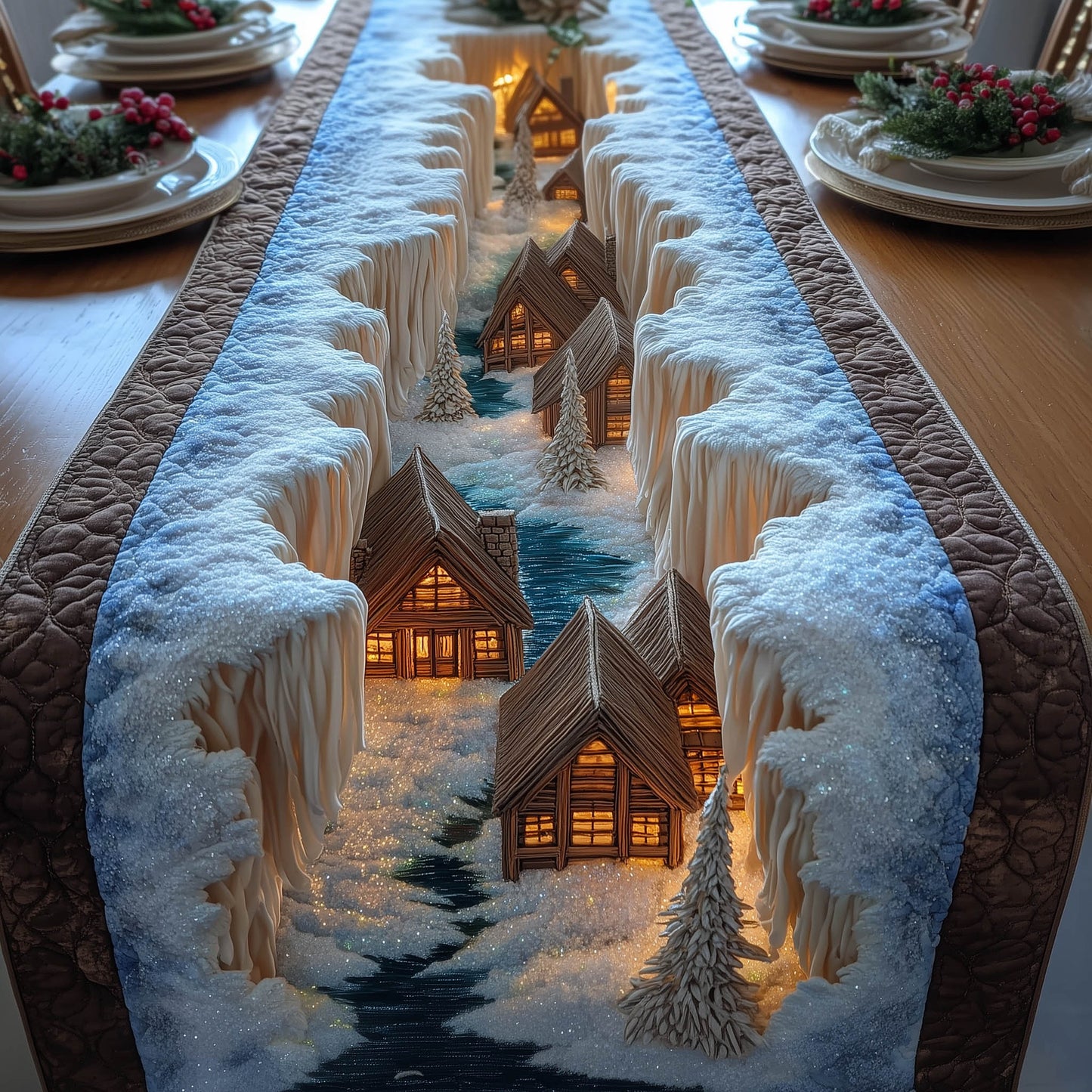 Winter Village Quilted Table Runner GFTONT5339