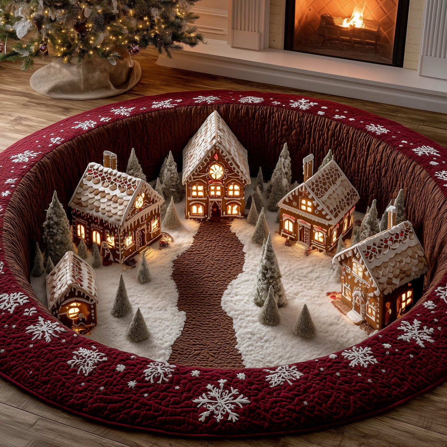 Gingerbread Village Quilted Round Mat GFTONT5379