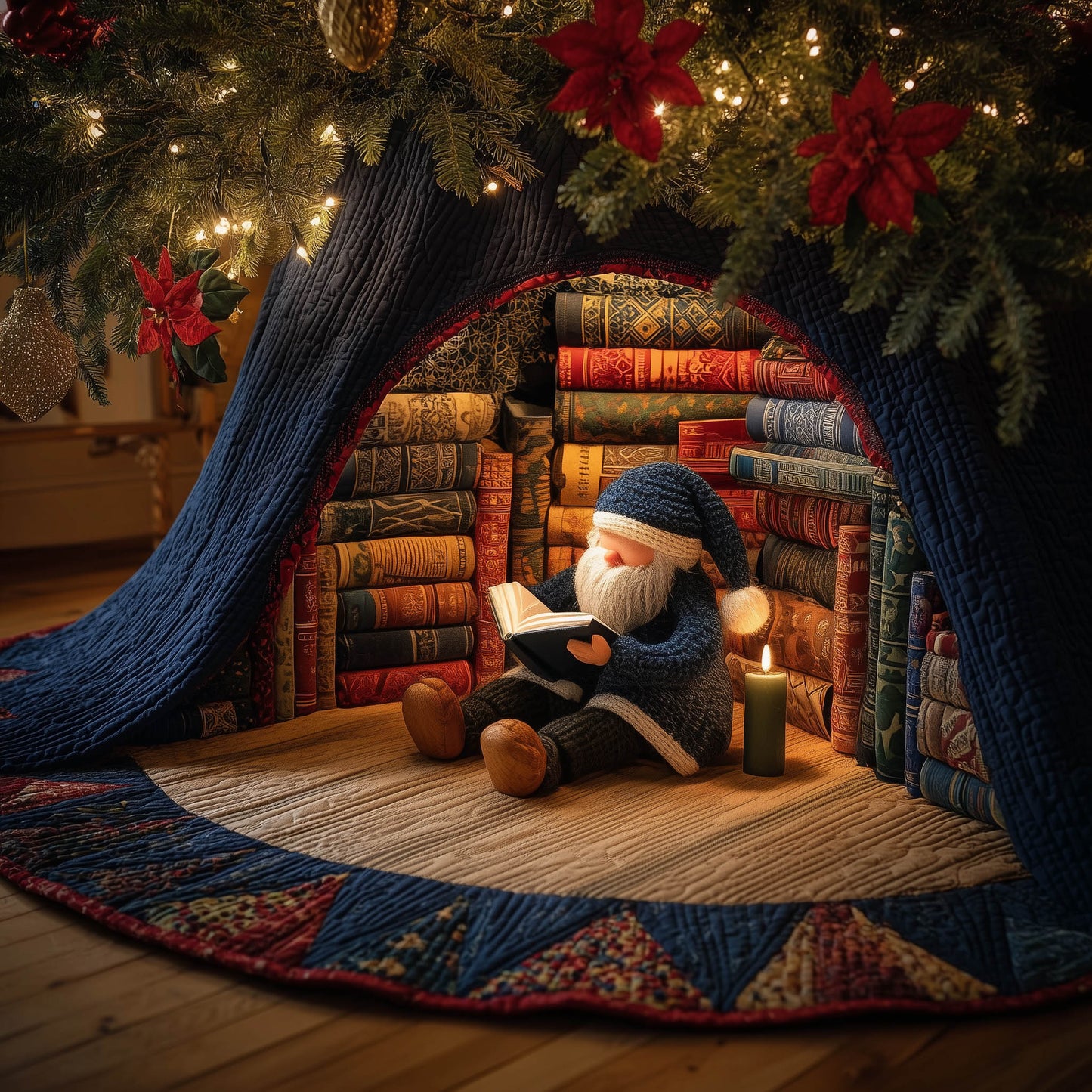 Holiday Bookworm Quilted Tree Skirt GFTONT5394