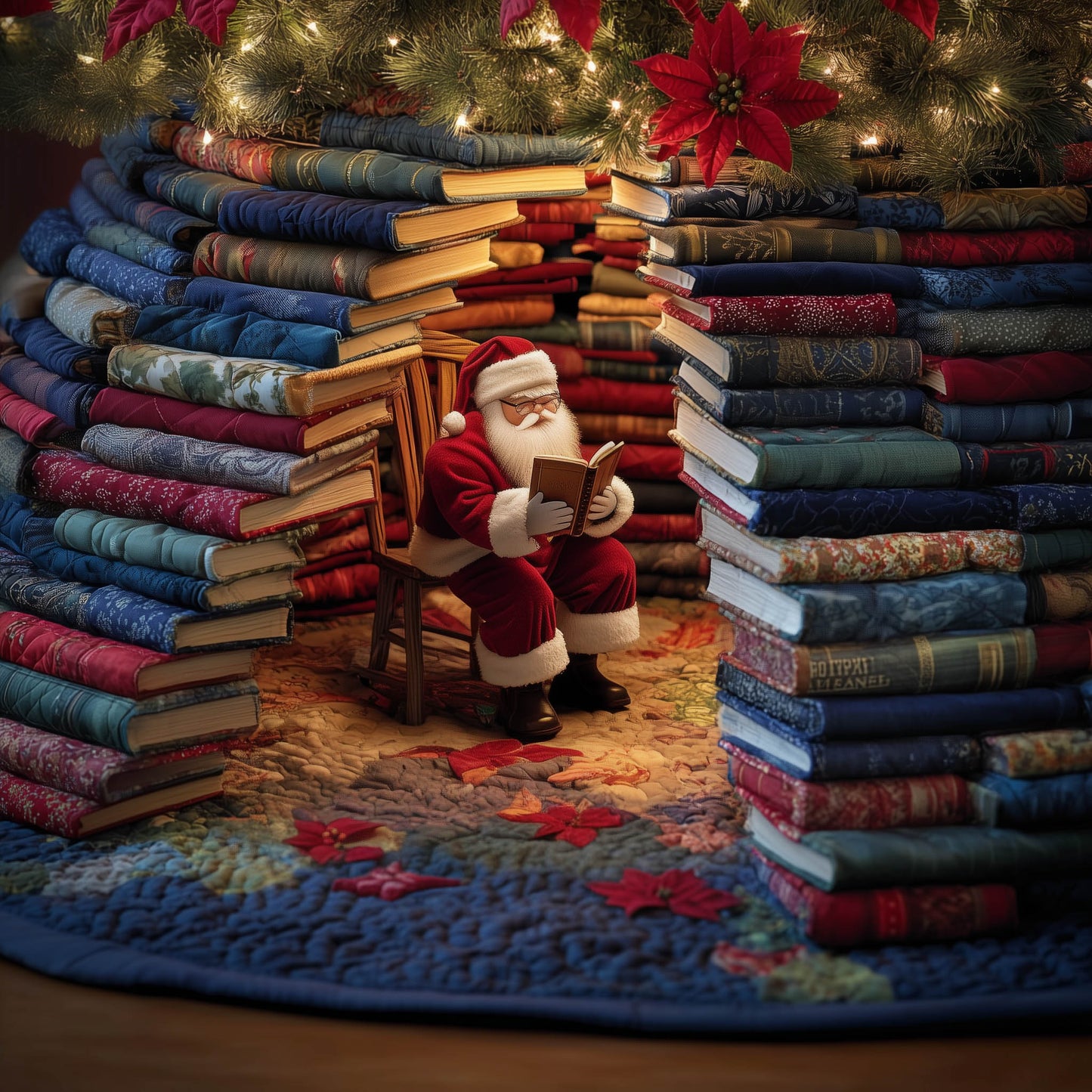 Holiday Bookworm Quilted Tree Skirt GFTONT5395