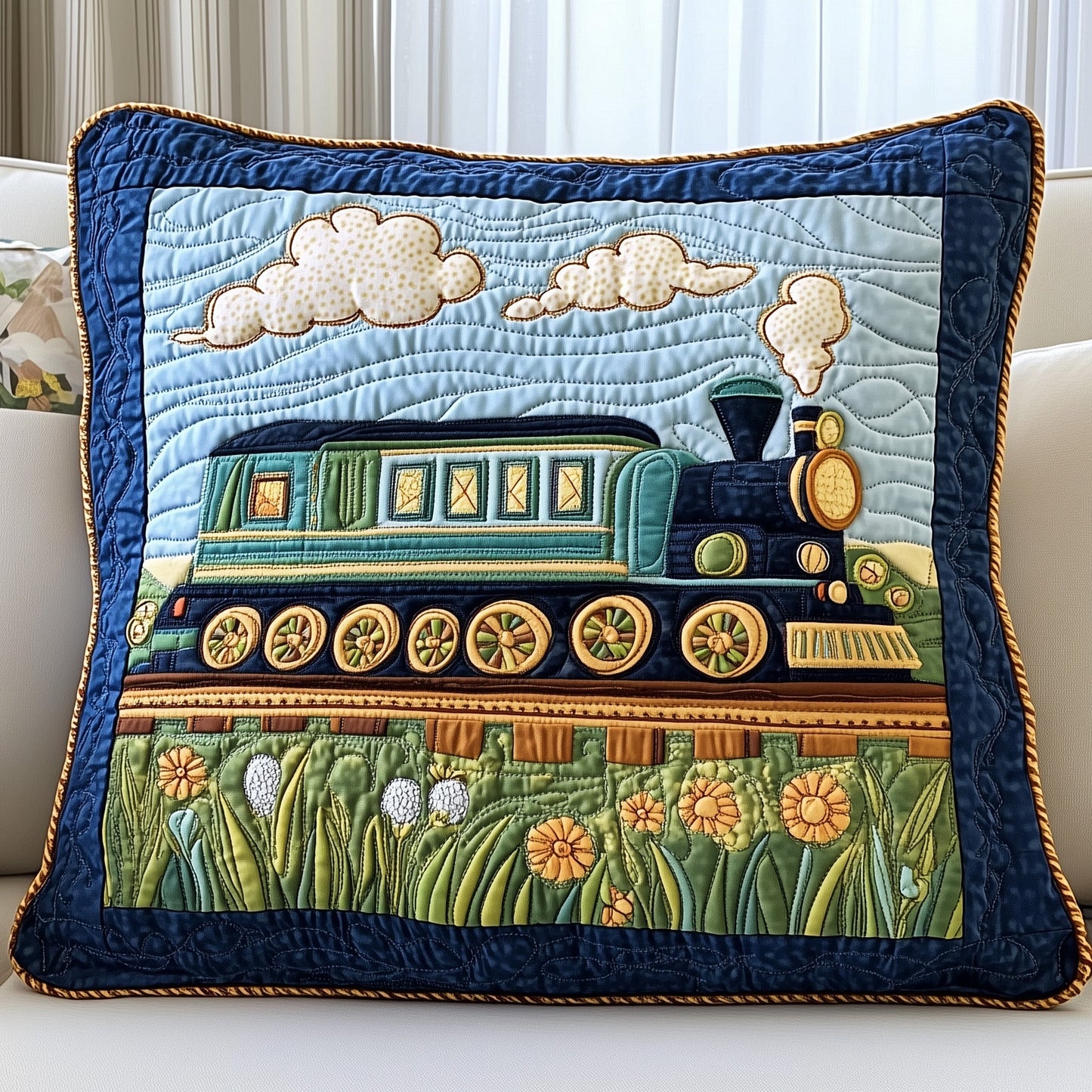 Train Quilted Pillow Case GFTONT541