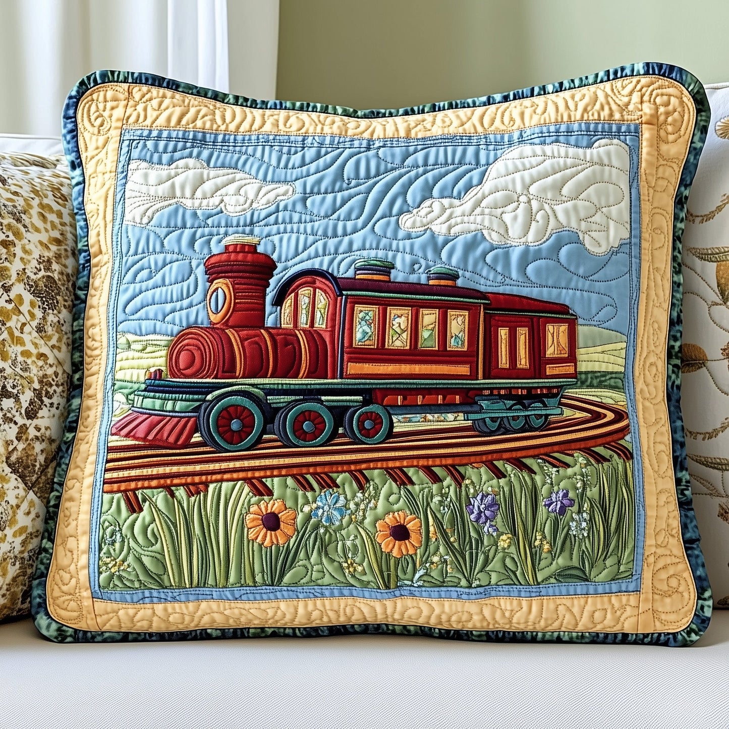 Train Quilted Pillow Case GFTONT543