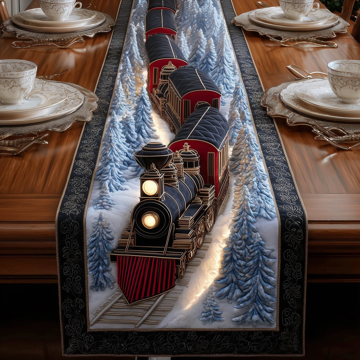 Christmas Railway Quilted Table Runner GFTONT5458
