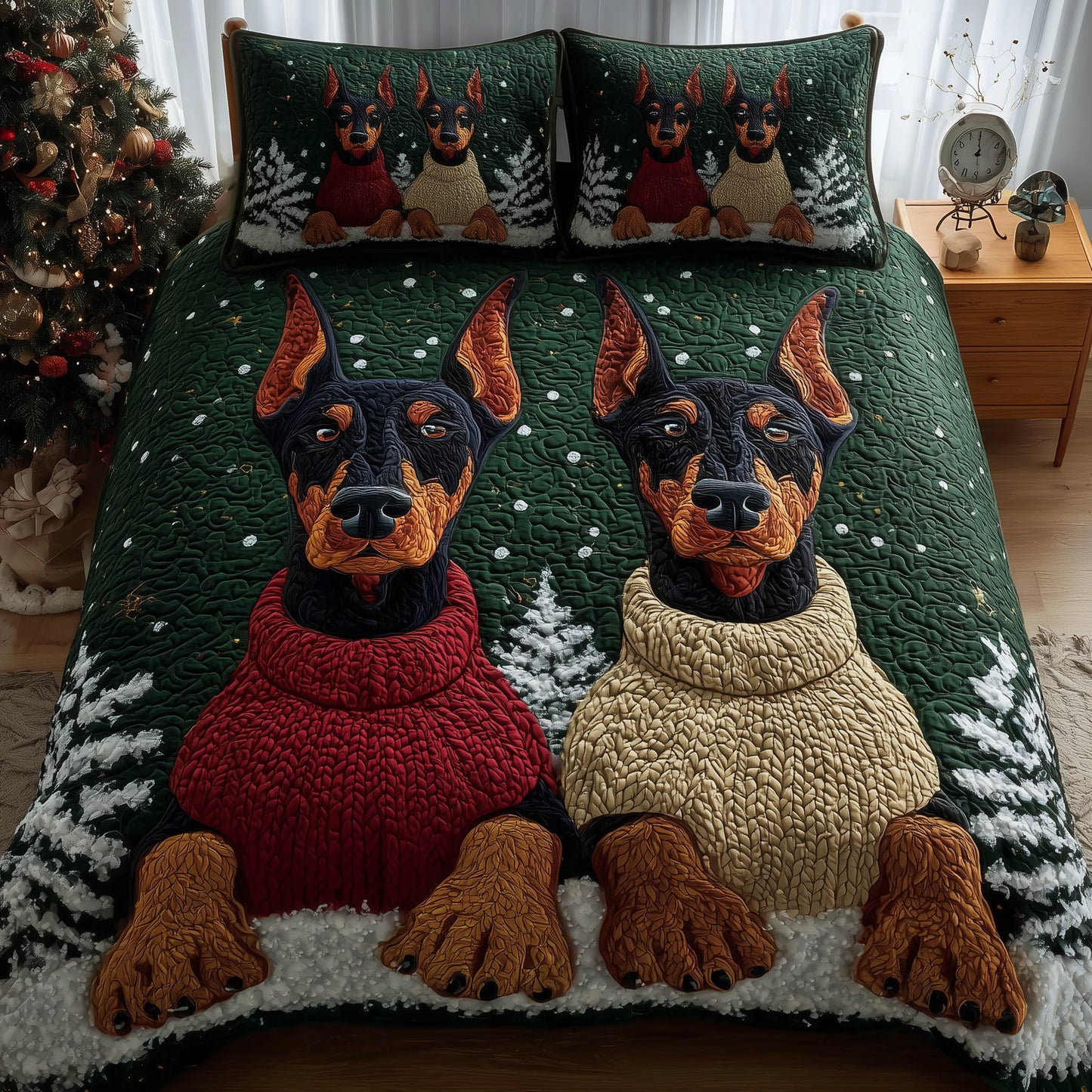 Festive Dobermann Duvet Cover Set GFTONT5471