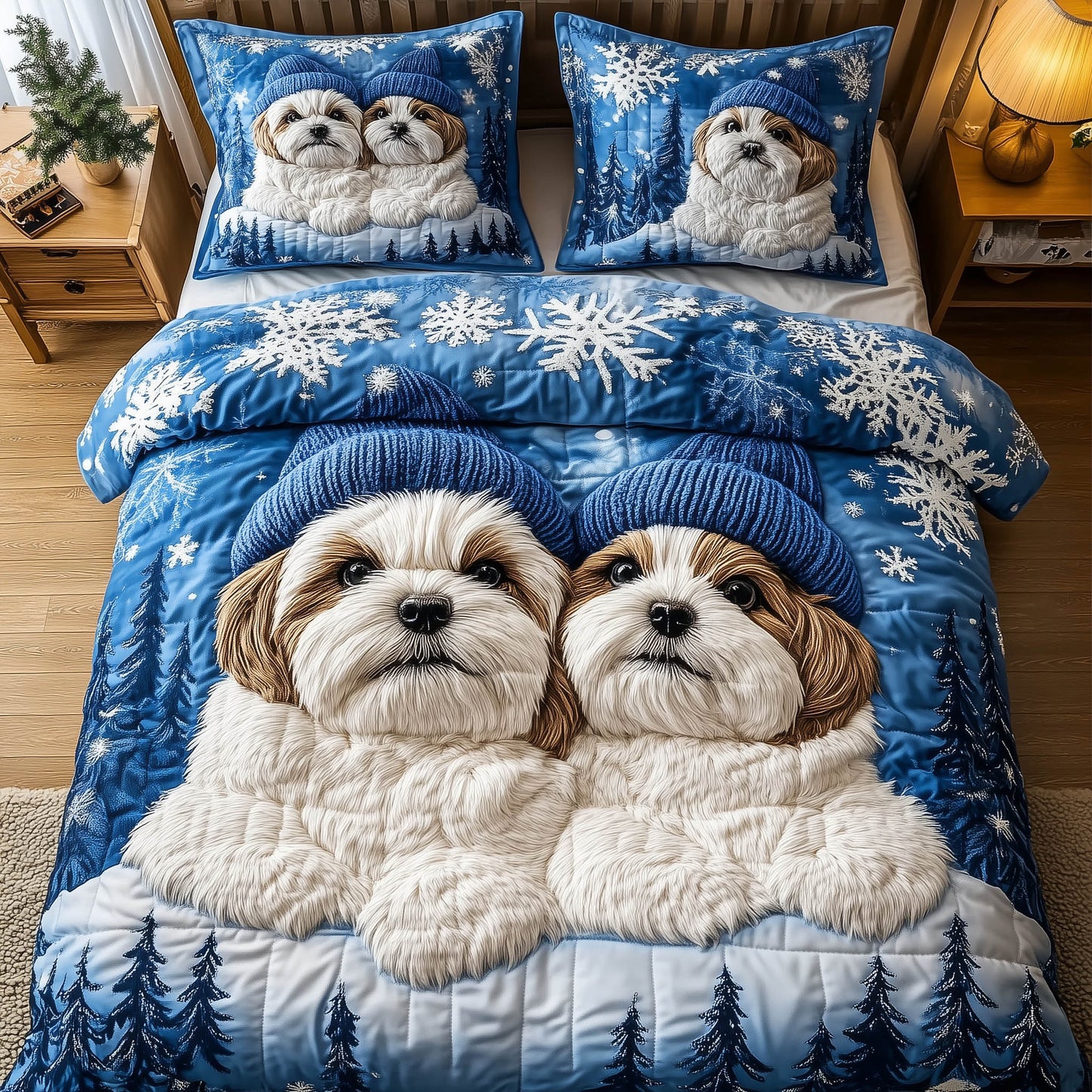 Winter Shih Tzu Duvet Cover Set GFTONT5476