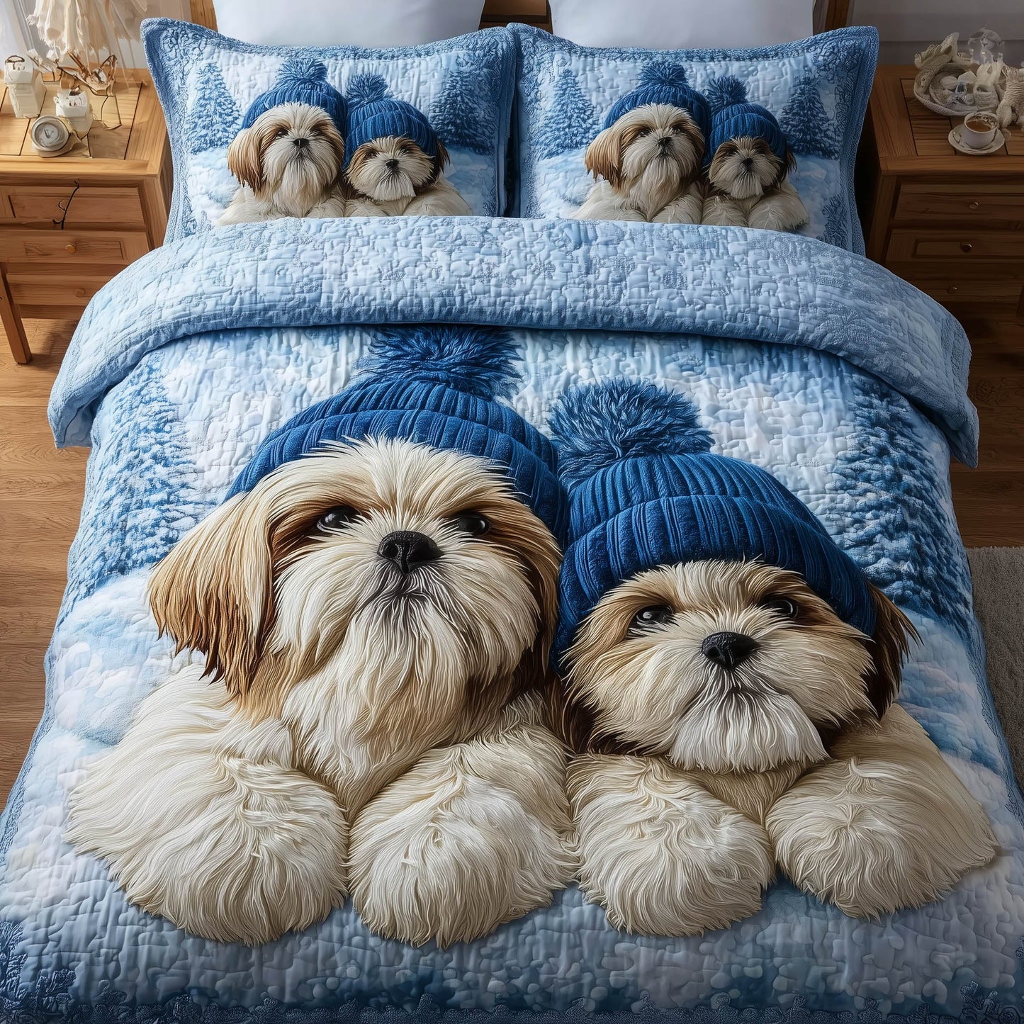 Winter Shih Tzu Duvet Cover Set GFTONT5477