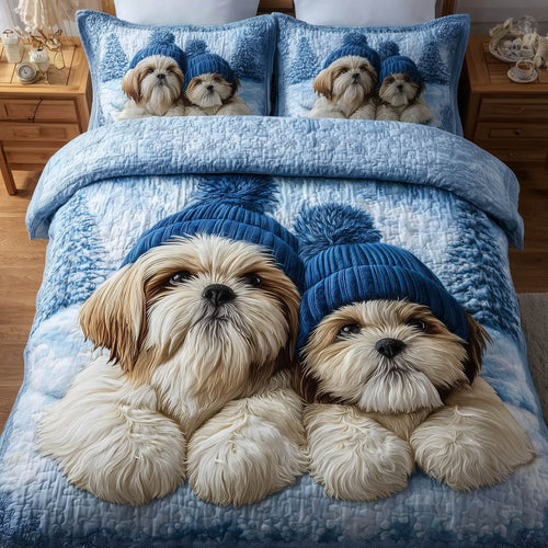 Winter Shih Tzu Duvet Cover Set GFTONT5477