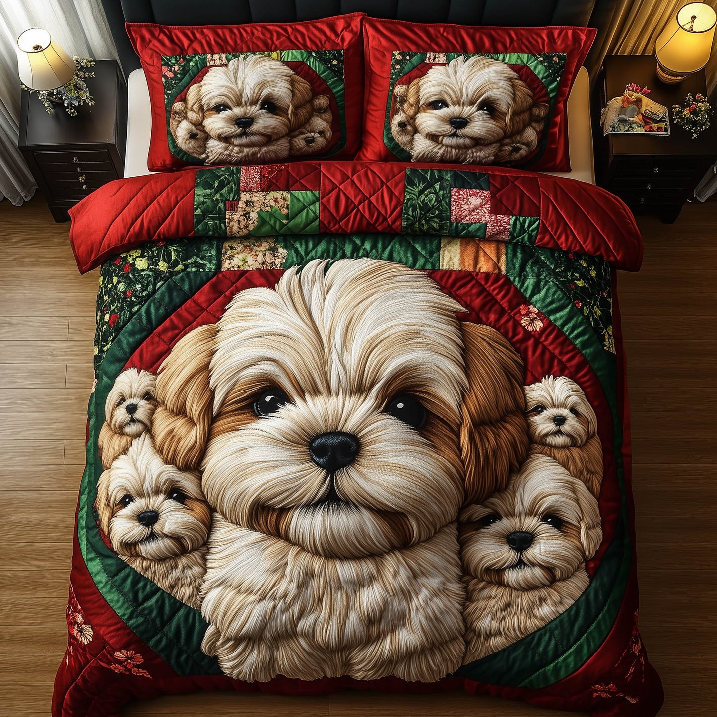 Festive Shih Tzu Duvet Cover Set GFTONT5479