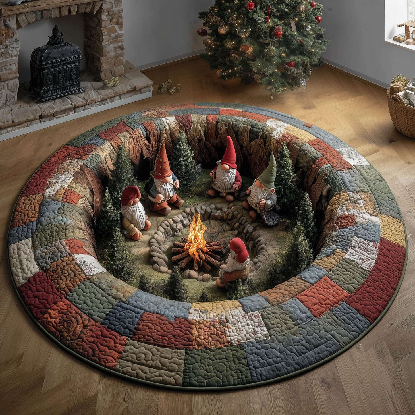Gnome Gathering Quilted Round Mat GFTONT5499