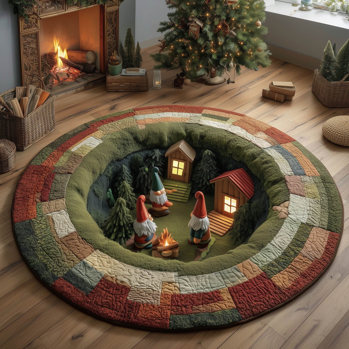 Gnome Gathering Quilted Round Mat GFTONT5500