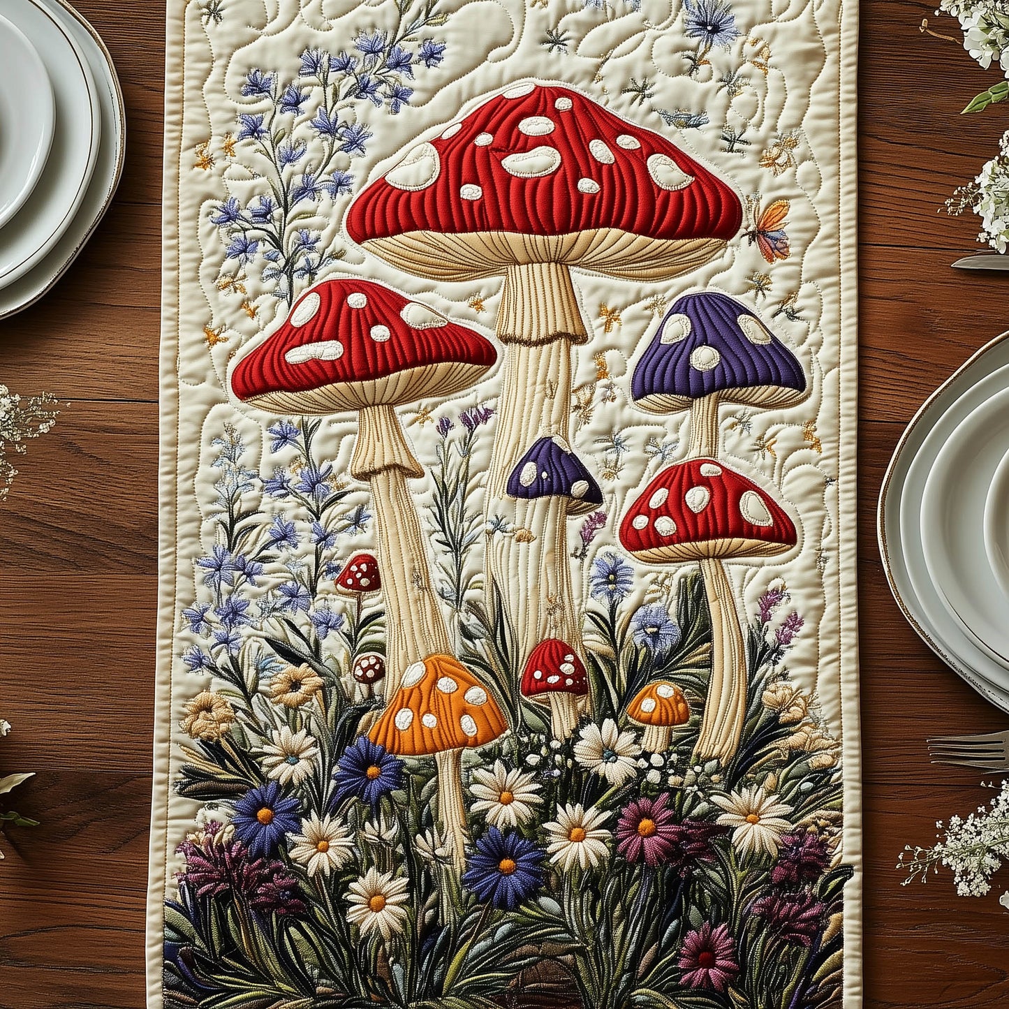 Toadstool Garden Quilted Table Runner GFTONT5511