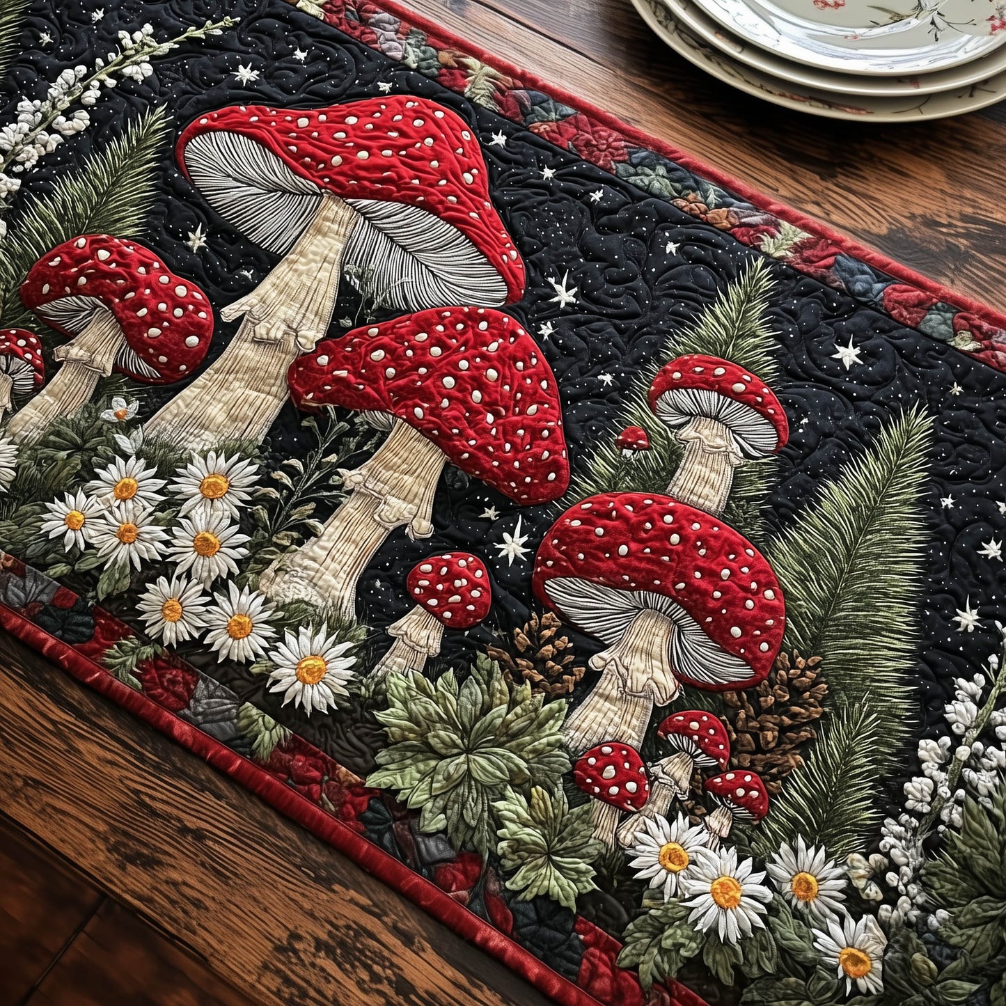 Mushroom Garden Quilted Table Runner GFTONT5514