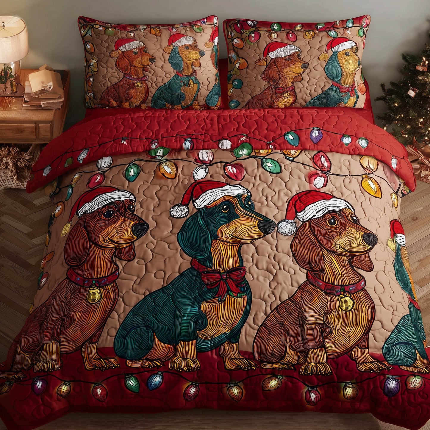 Festive Dachshund Duvet Cover Set GFTONT5527