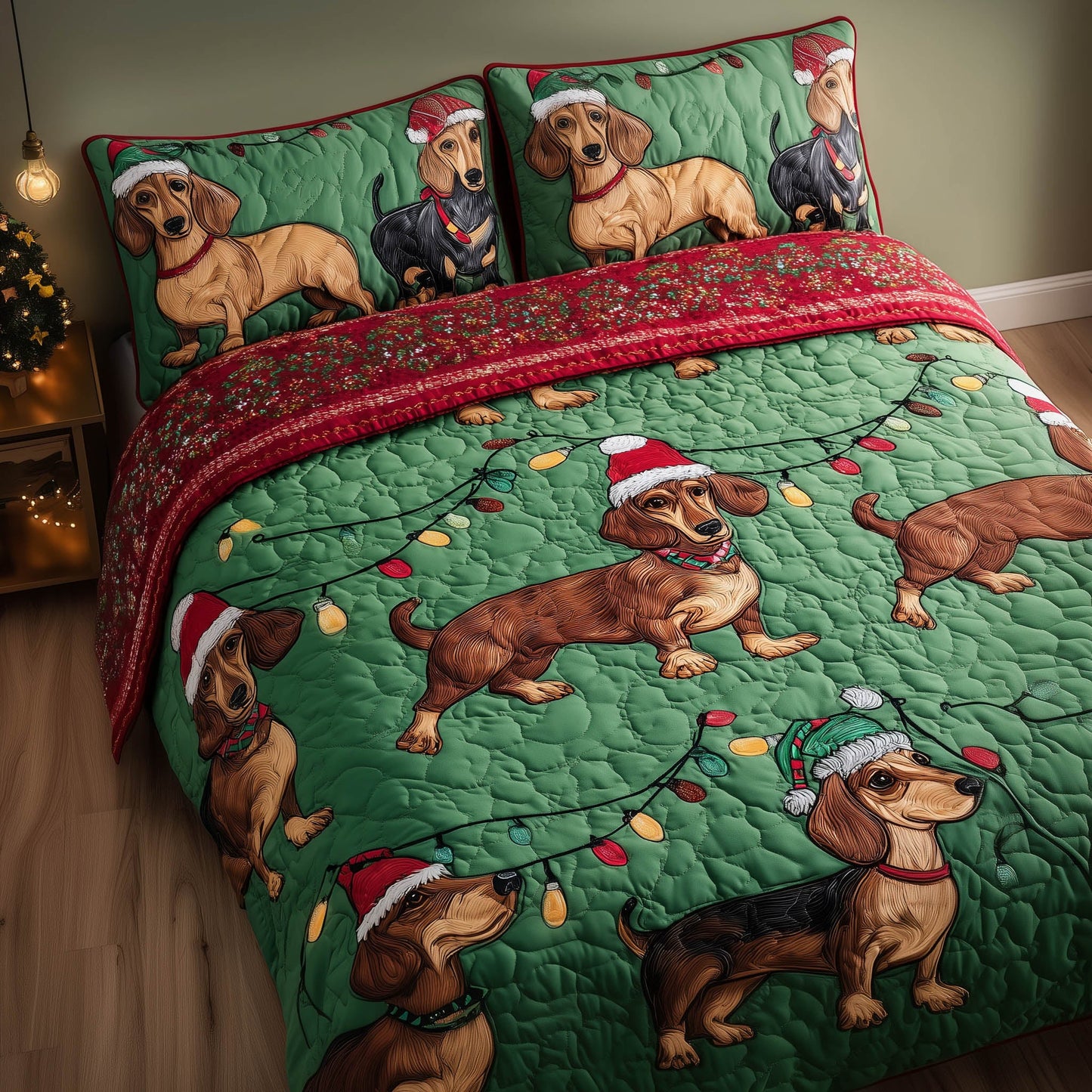 Christmas Dachshund Duvet Cover Set GFTONT5530