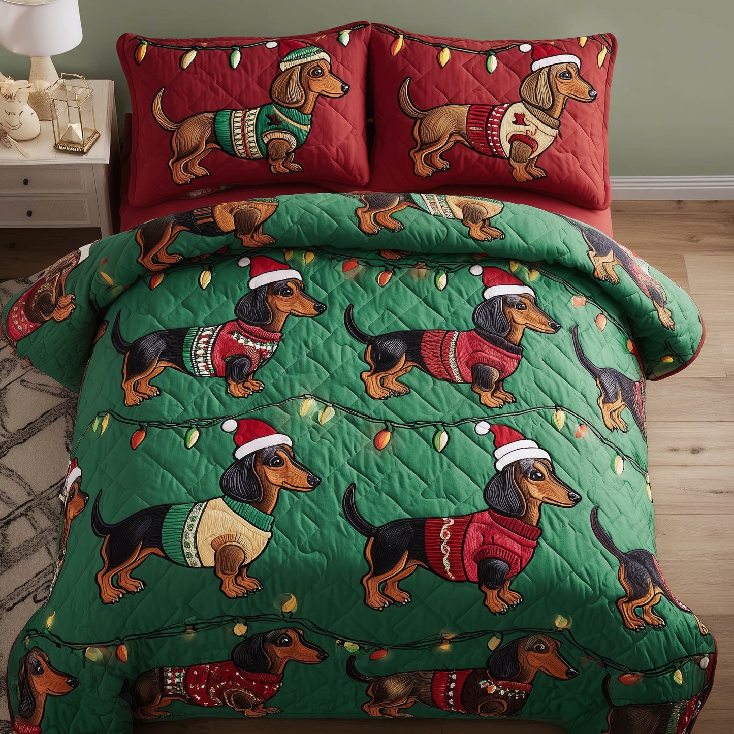 Christmas Dachshund Duvet Cover Set GFTONT5531