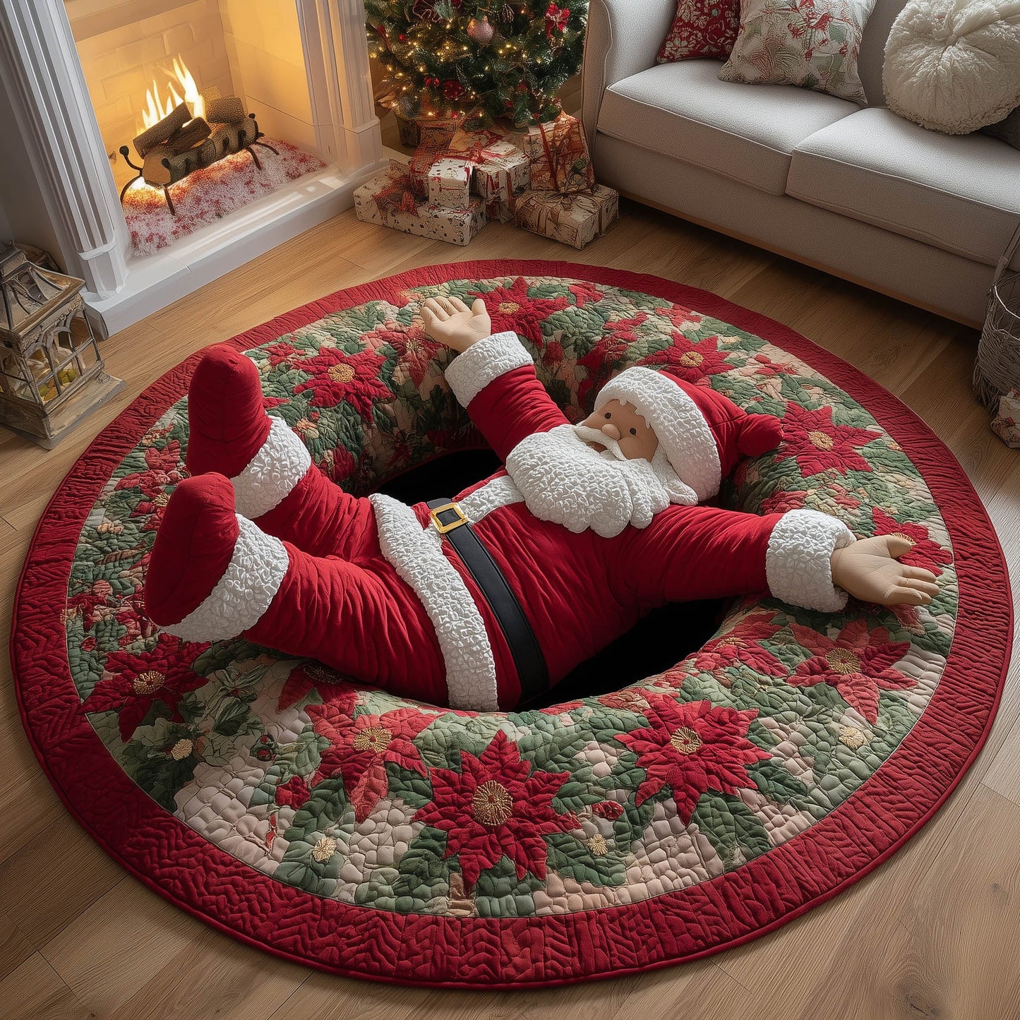 Christmas Santa Quilted Round Mat GFTONT5544