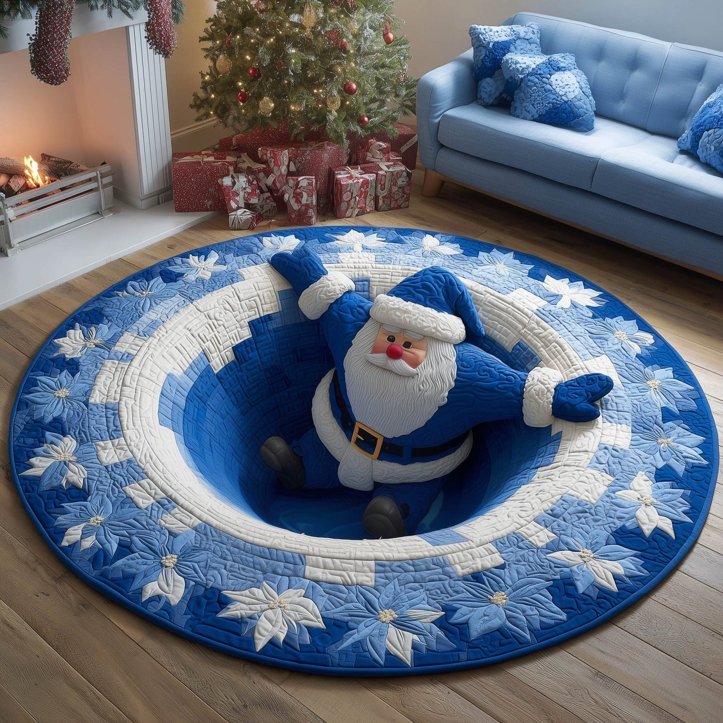 Christmas Santa Quilted Round Mat GFTONT5547