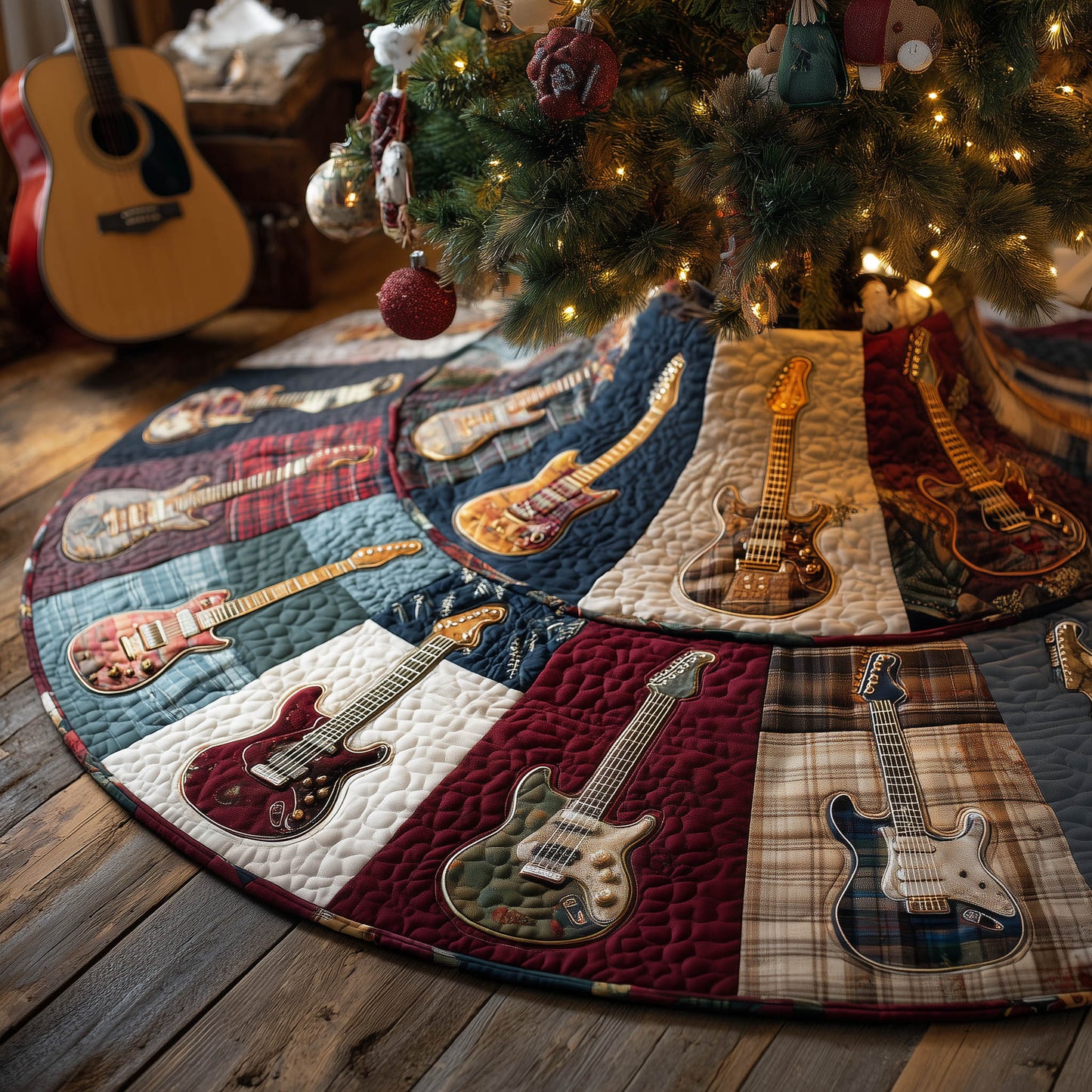 Funky Guitar Quilted Tree Skirt GFTONT5551