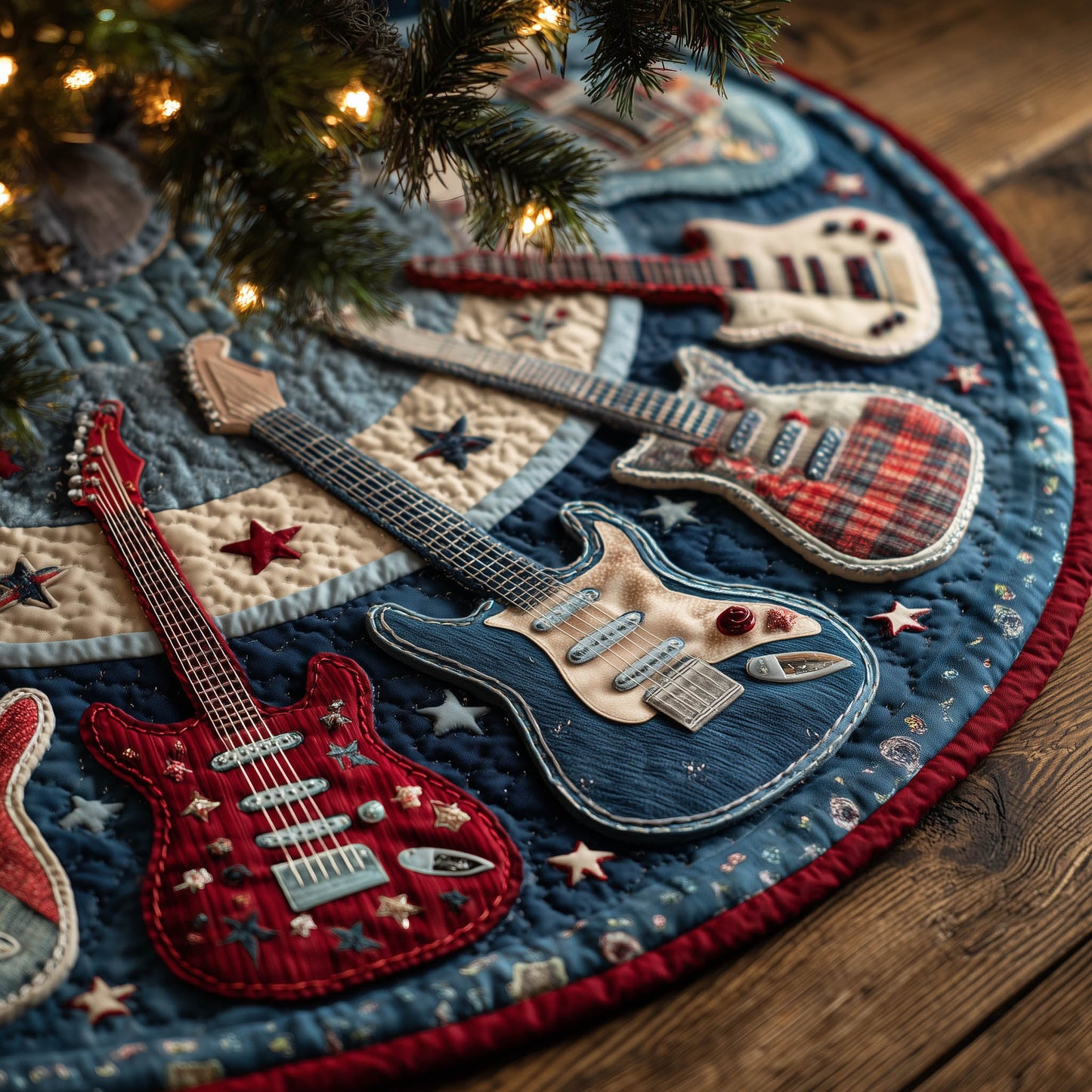 Stylish Guitarist Quilted Tree Skirt GFTONT5552