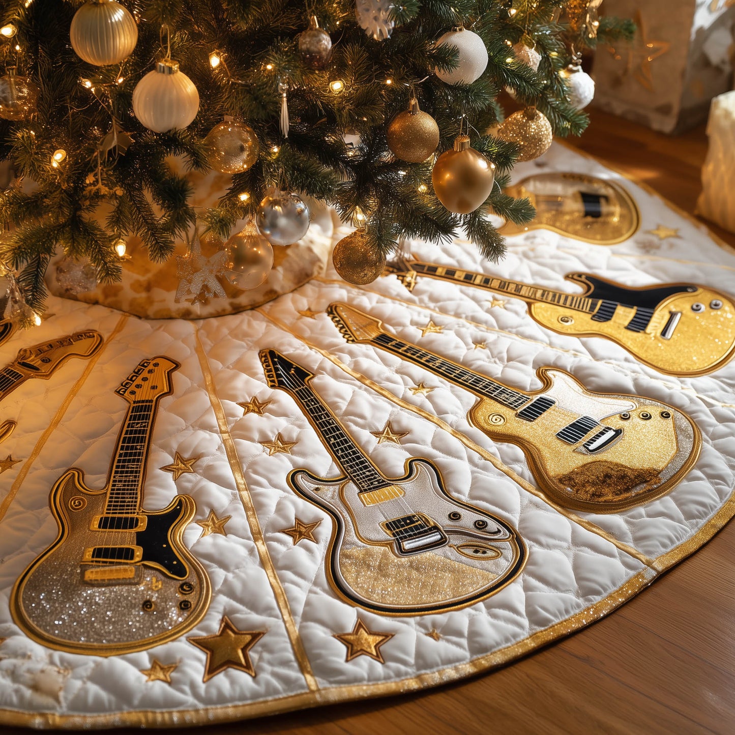 Melodic Guitar Quilted Tree Skirt GFTONT5557
