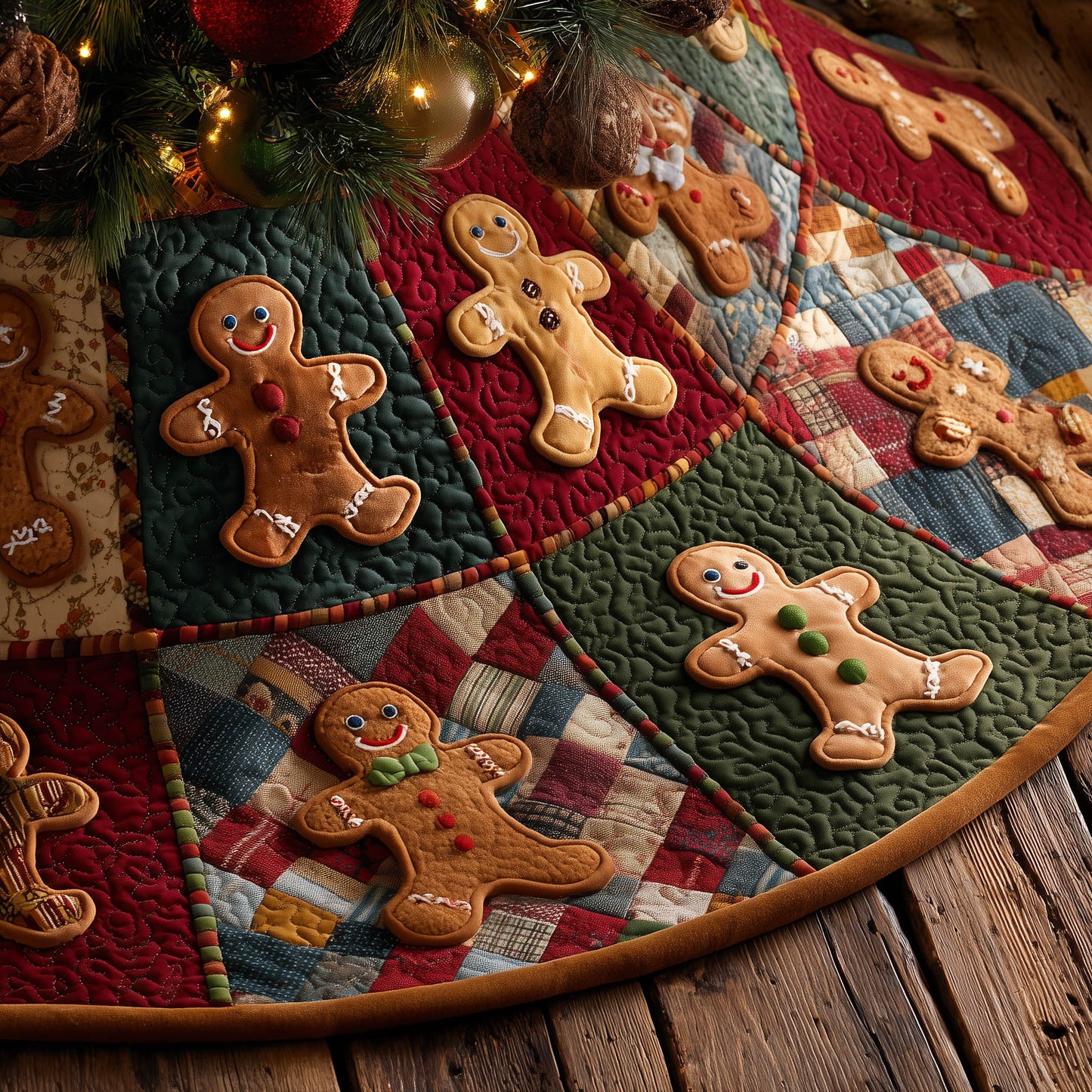 Gingerbread Man Quilted Tree Skirt GFTONT5558