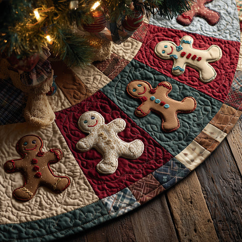Festive Gingerbread Quilted Tree Skirt GFTONT5563