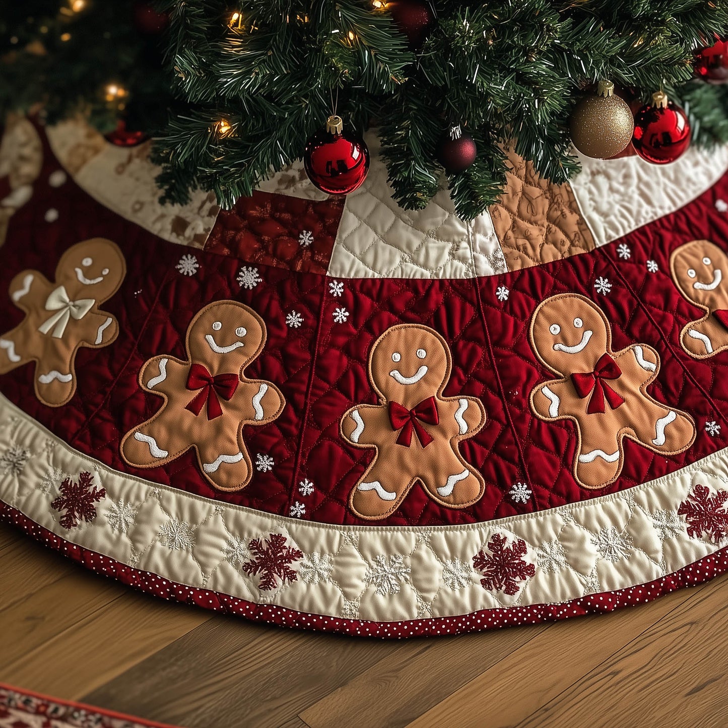 Festive Gingerbread Quilted Tree Skirt GFTONT5565