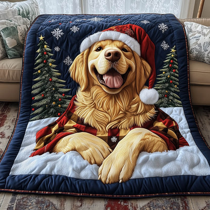 Golden Christmas Quilted Blanket GFTONT5571
