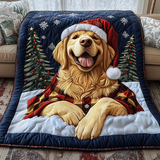 Golden Christmas Quilted Blanket GFTONT5571