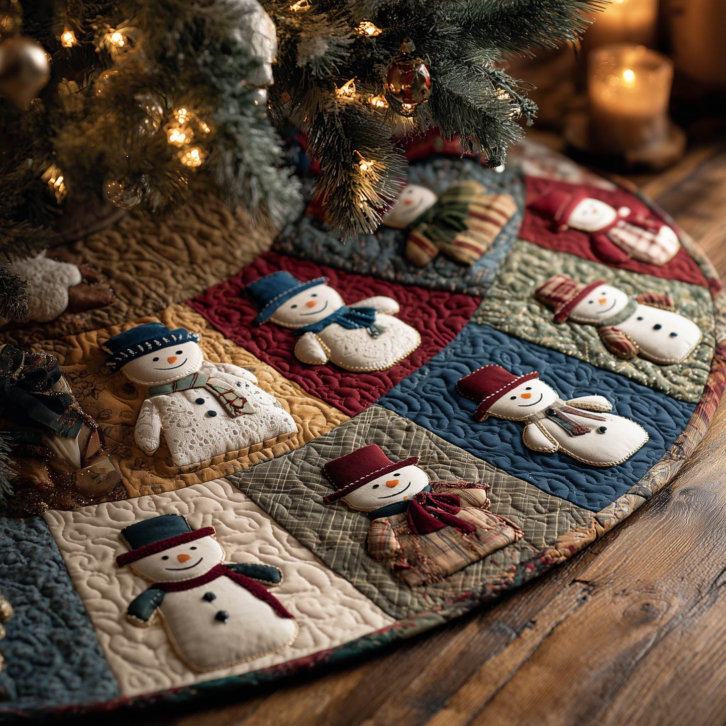 Festive Snowman Quilted Tree Skirt GFTONT5610