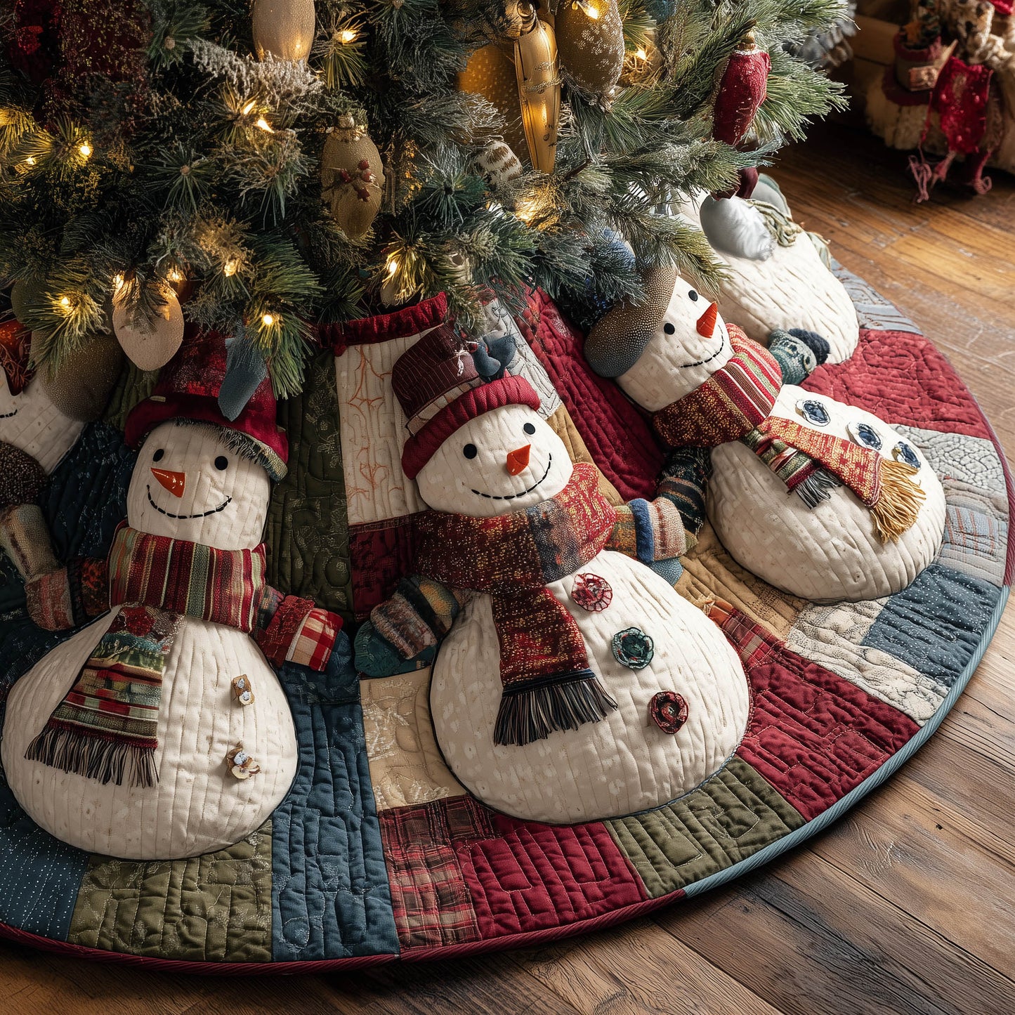Yuletide Snowman Quilted Tree Skirt GFTONT5611