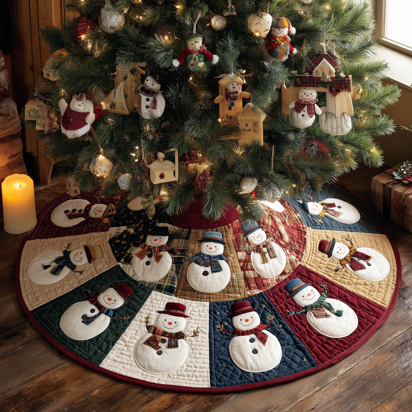 Yuletide Snowman Quilted Tree Skirt GFTONT5612