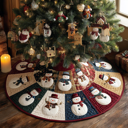Yuletide Snowman Quilted Tree Skirt GFTONT5612