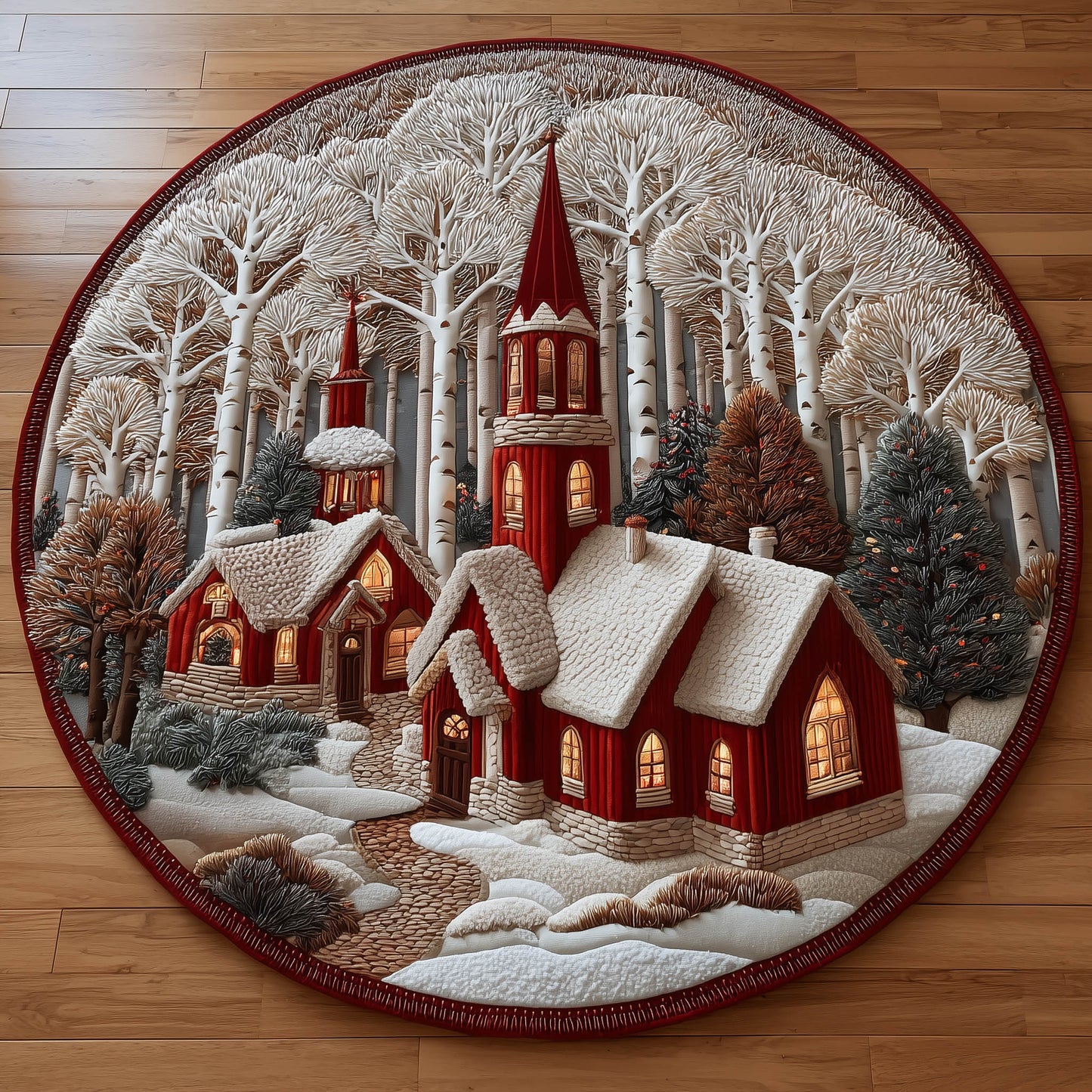 Snow Village Quilted Round Mat GFTONT5850