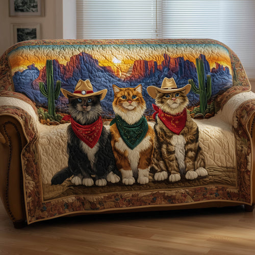 Cowboy Cat Quilted Sofa Cover GFTONT5859