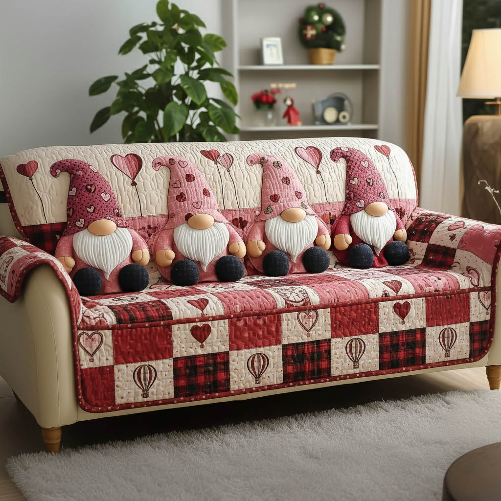Valentine Gnome Quilted Sofa Cover GFTONT5864