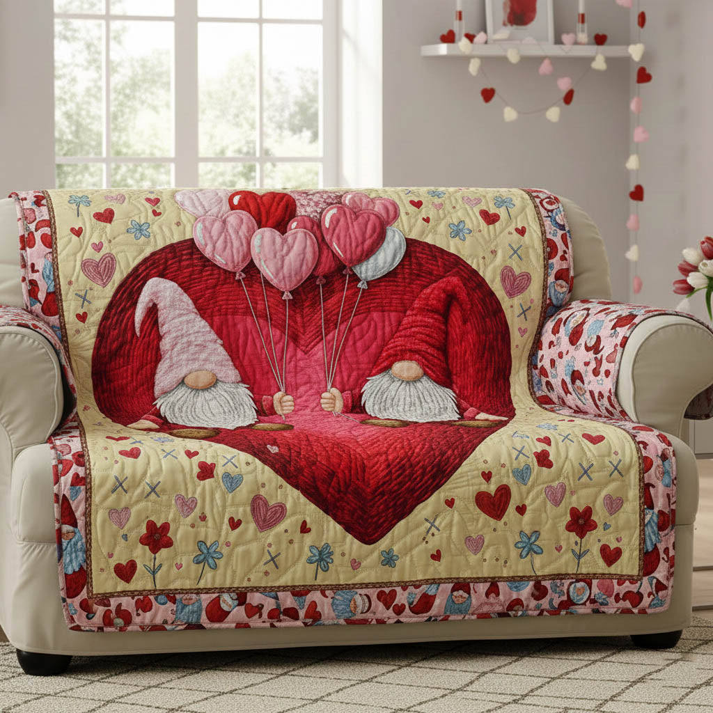 Valentine Gnome Quilted Sofa Cover GFTONT5867