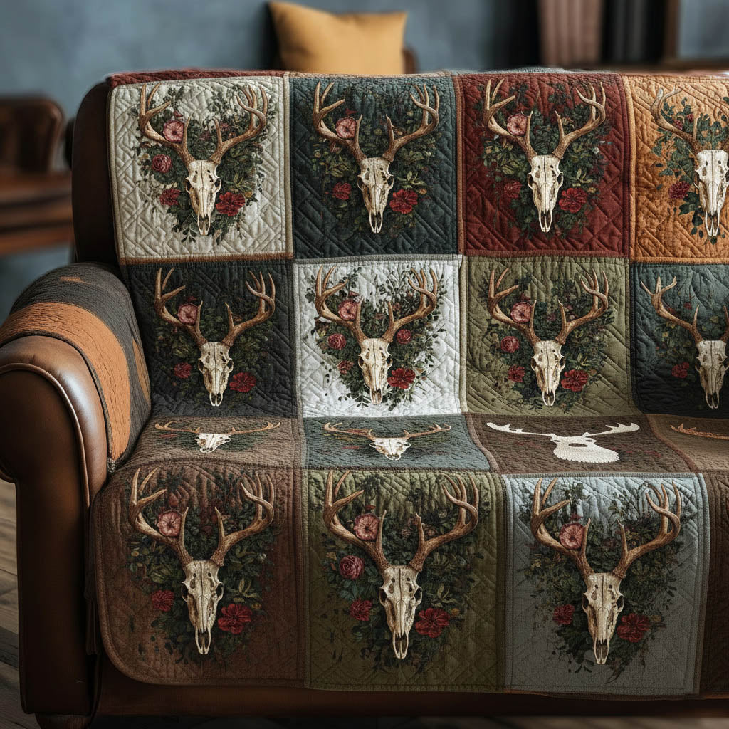 Mystic Deer Skull Quilted Sofa Cover GFTONT5884