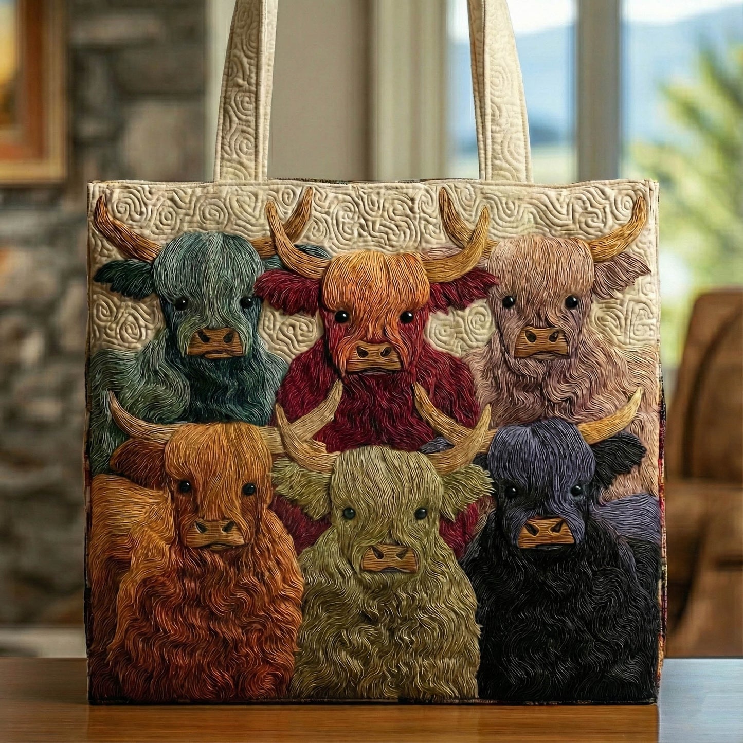 Highland Cow Quilted Tote Bag GFTONT5983