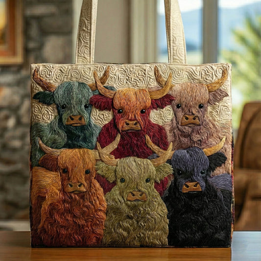 Highland Cow Quilted Tote Bag GFTONT5983