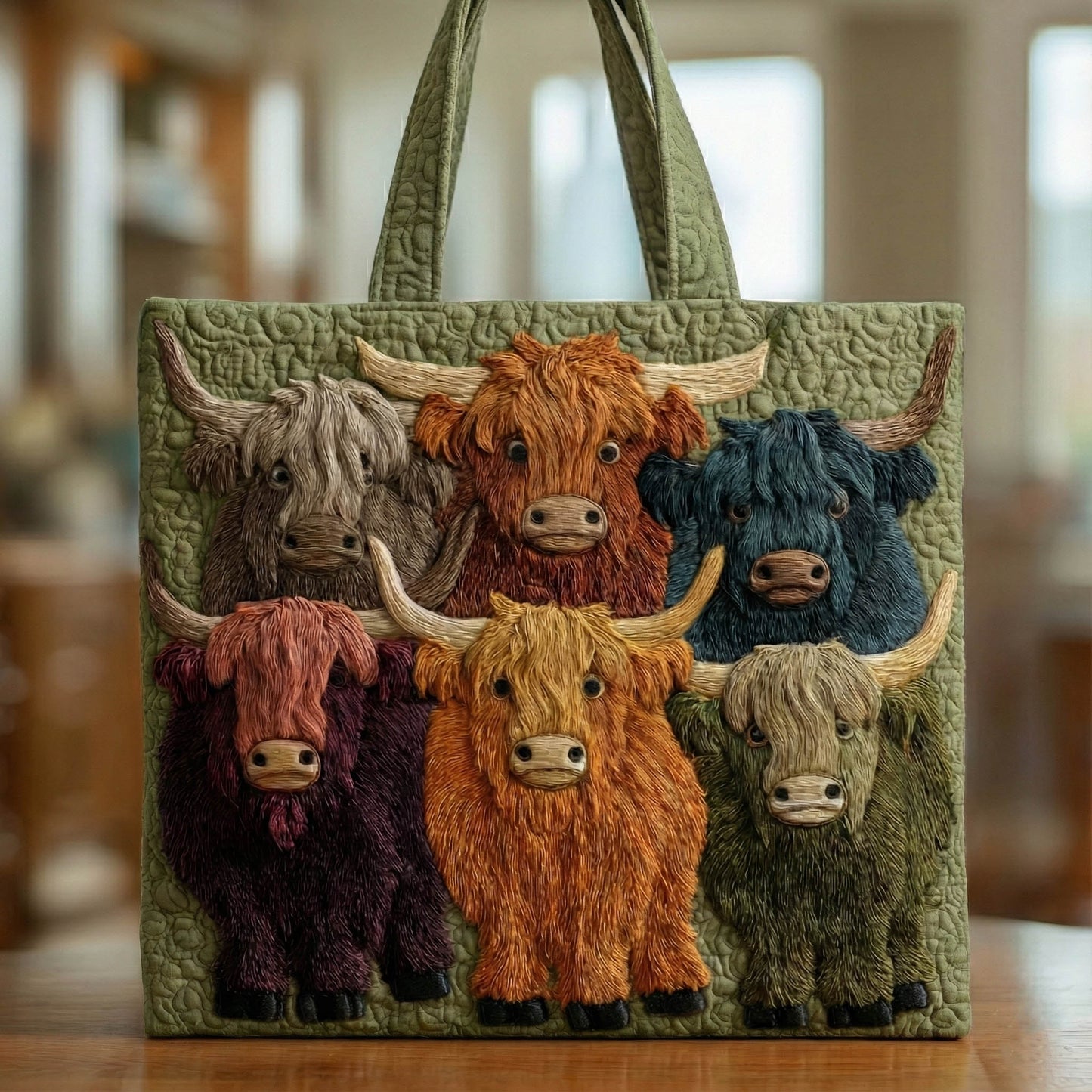 Highland Cow Quilted Tote Bag GFTONT5984